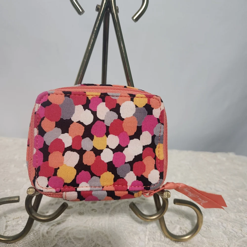 Vera Bradley Pink Multicolor Dot Small Wallet Case. Small Jewelry Case.